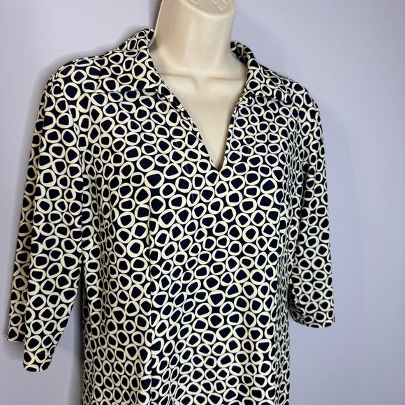 Jude Connally Blue Geoprint Geometric Collared Shirt Dress Stretch Women's M - Picture 5 of 8